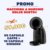 PROMO: MACCHINA a marchio DOLCE GUSTO® + 50 CAPSULE CAFFE + 10 CAPSULE GINSENG