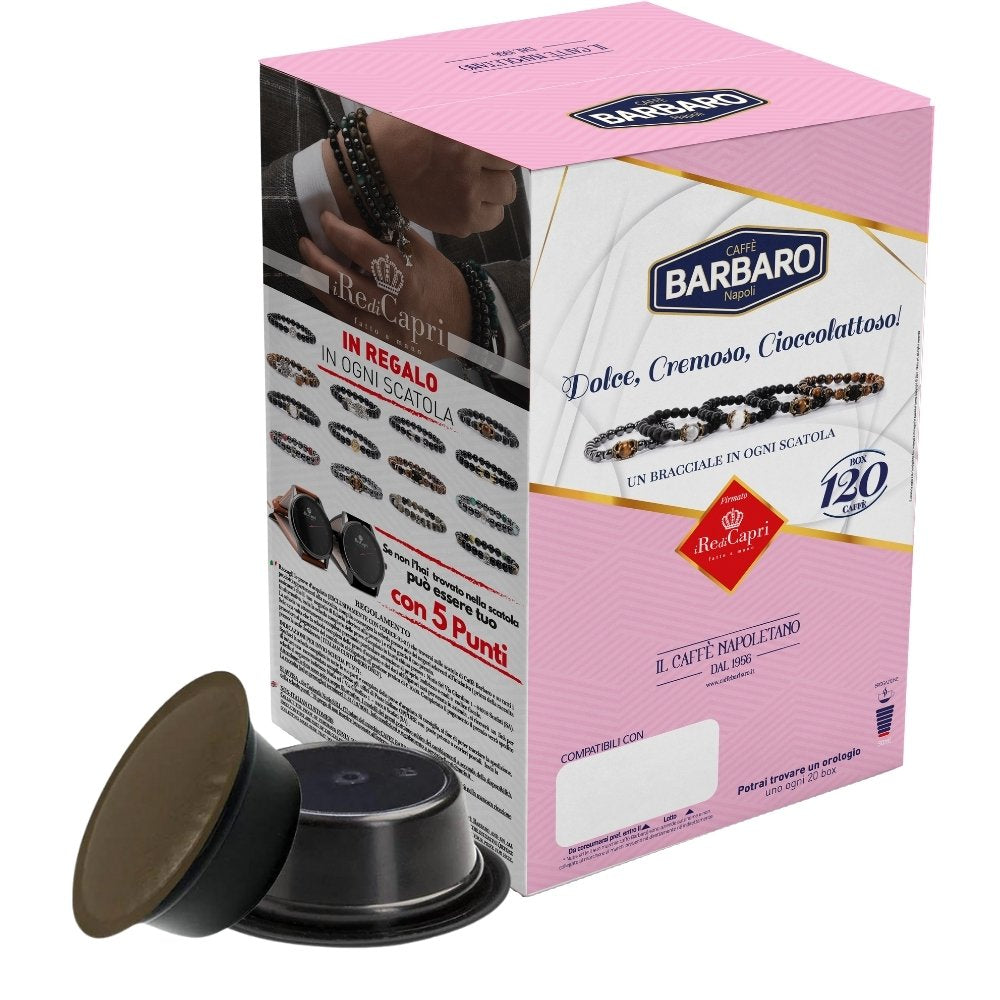 Caffè Barbaro-Kapseln, die mit Lavazza und einem MODO MIO * PROMO-Armband kompatibel sind